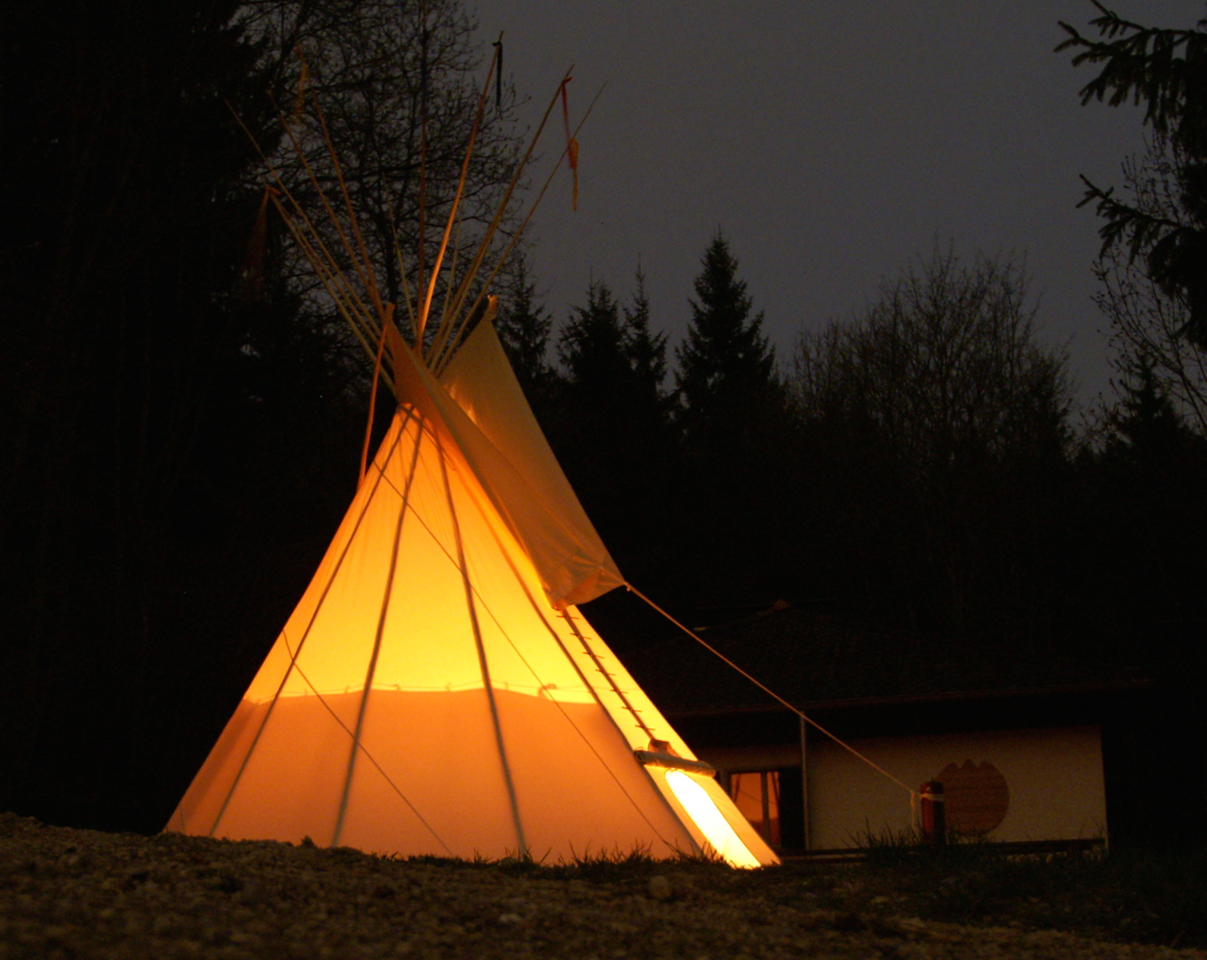 Tipi Nacht Feuer Aussen Wald